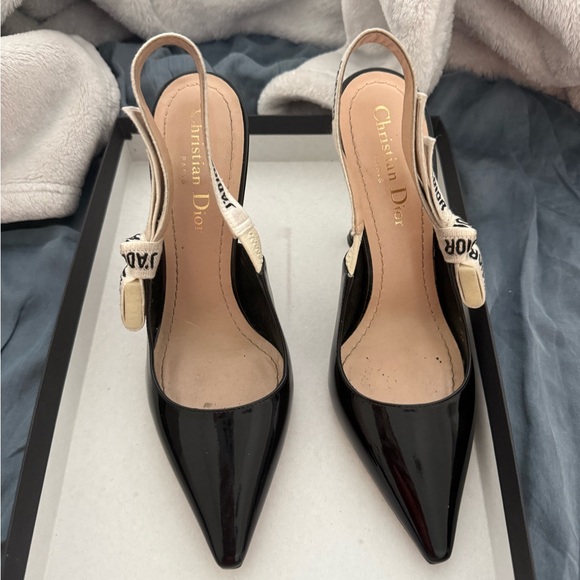 Dior Black Patent Leather Heels with Slingback - Picture 1 of 6